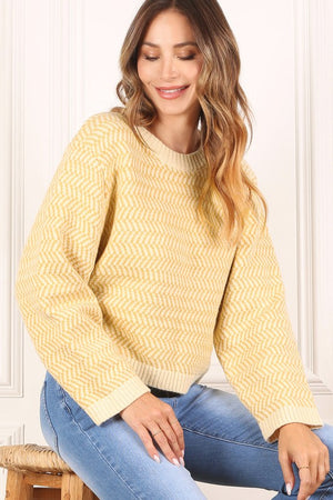 Over Easy Herringbone Crew Neck Sweater