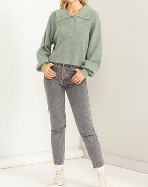 Instant Winner Wide Collar Button Front Sweater