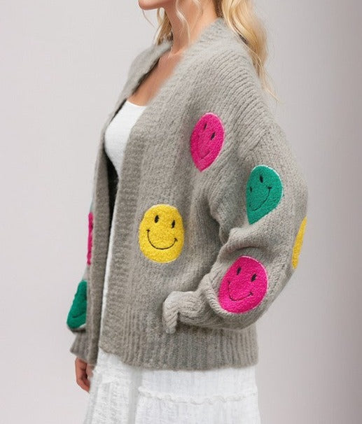 The Fuzzy Smile Long Bell Sleeve Knit Cardigan