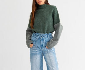 Luna Color Block Oversized Sweater