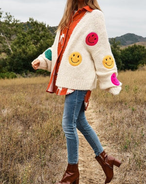 The Fuzzy Smile Long Bell Sleeve Knit Cardigan