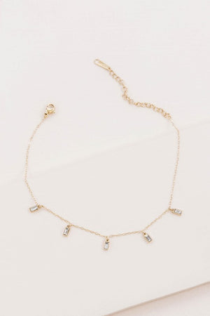 Minimal Rectangle Rhinestone Anklet