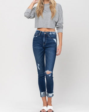 High Rise Distressed Clean Cut Crop Skinny