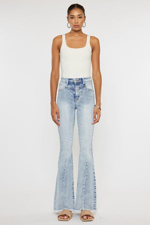 High Rise Acid Wash Flare Jeans