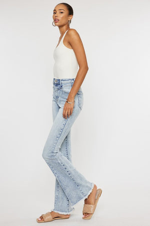 High Rise Acid Wash Flare Jeans