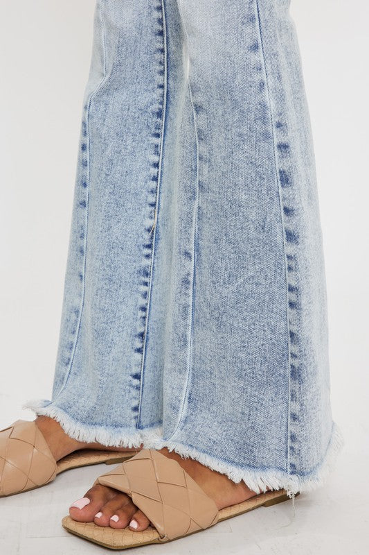 High Rise Acid Wash Flare Jeans