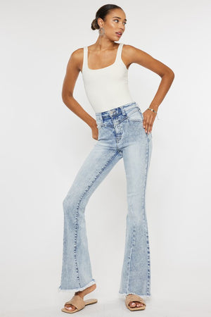 High Rise Acid Wash Flare Jeans