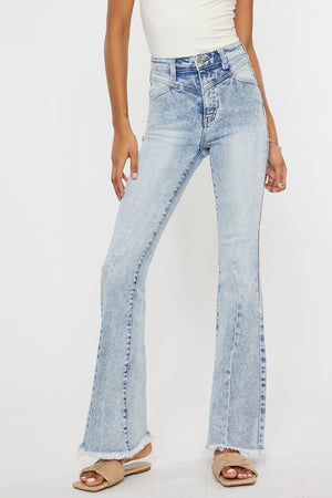 High Rise Acid Wash Flare Jeans