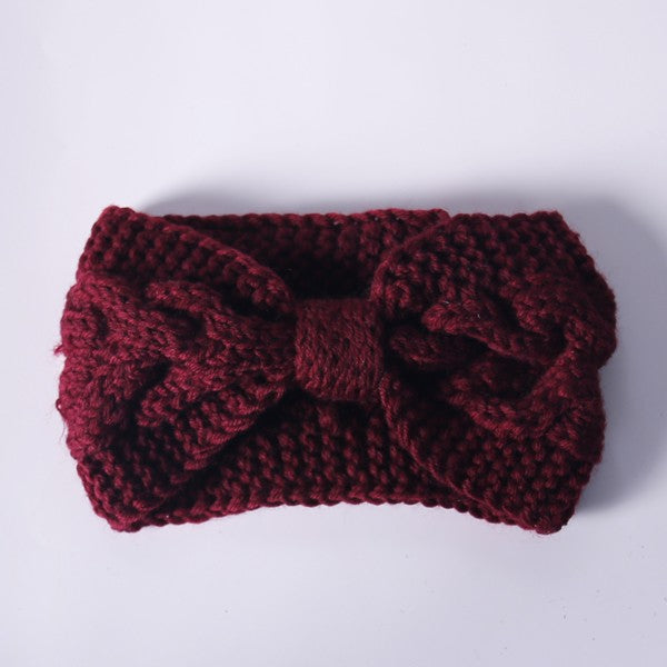 Winter Crochet Bow Twisted Headband