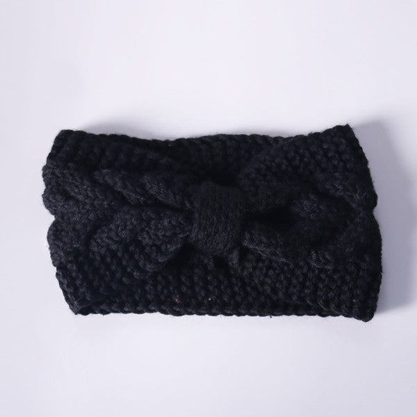 Winter Crochet Bow Twisted Headband