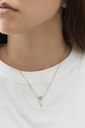 Tensly Point Stone Necklace Rose Gold