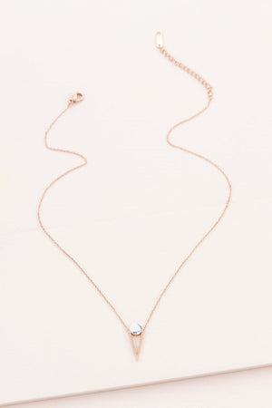 Tensly Point Stone Necklace Rose Gold