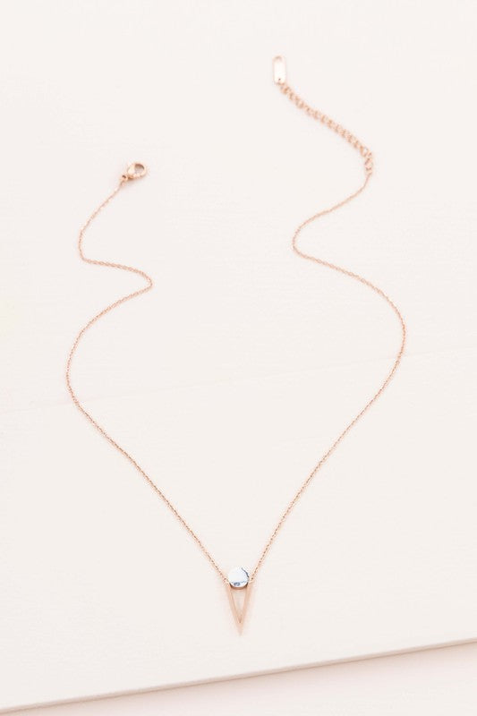 Tensly Point Stone Necklace Rose Gold