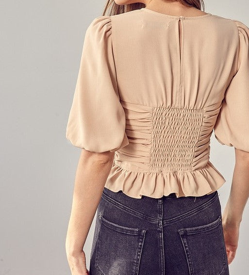 Puff Sleeve Cinched Top