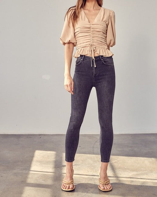 Puff Sleeve Cinched Top