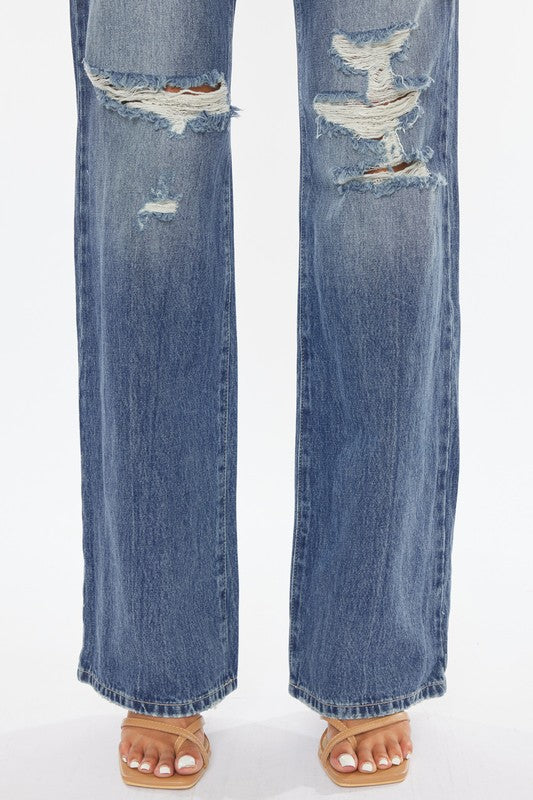 Ultra High Rise Distressed 90s Flare