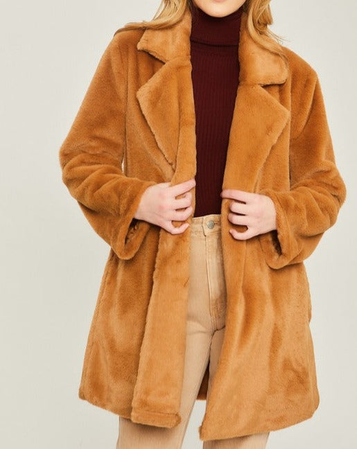 Got Me Like What Woven Solid Teddy Collar Coat