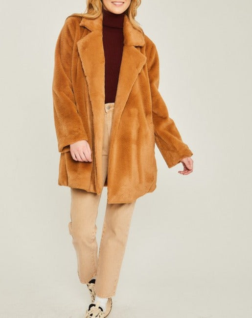 Got Me Like What Woven Solid Teddy Collar Coat