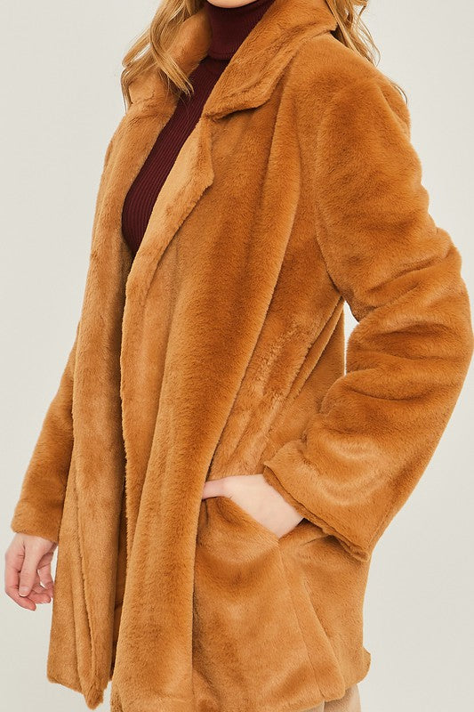 Got Me Like What Woven Solid Teddy Collar Coat