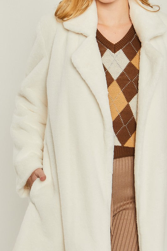 Got Me Like What Woven Solid Teddy Collar Coat