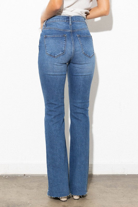 High Waisted Distressed Bootcut