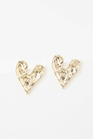 Hammered Heart Post Earrings