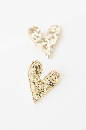 Hammered Heart Post Earrings