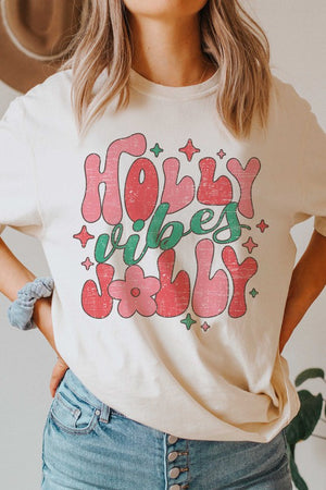 Retro Holly Jolly Vibes Graphic Tee