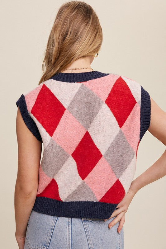 Good Times Argyle Cropped Sweater Vest