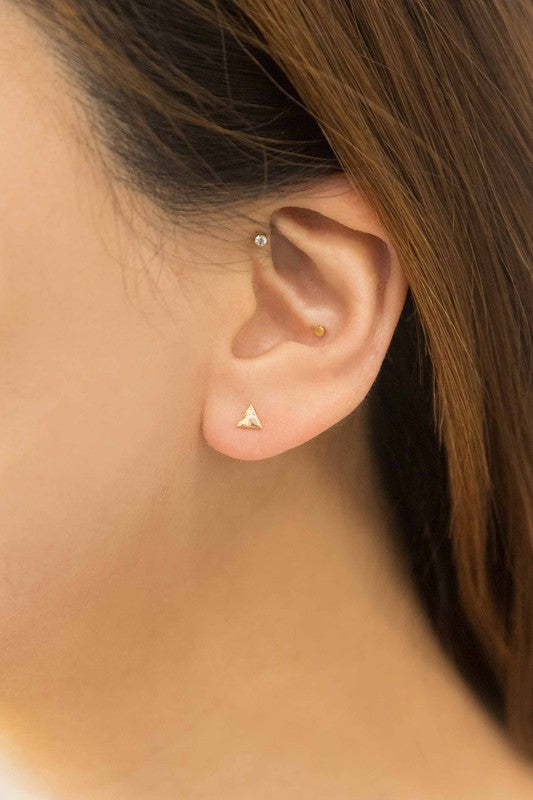 Mini Triangle Stone Stud Earrings