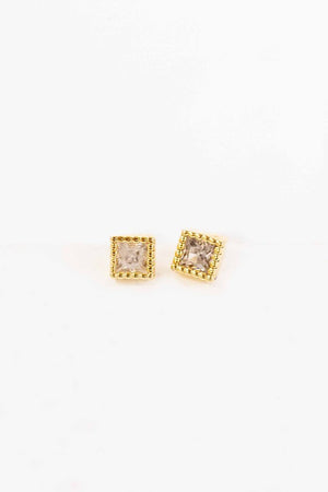 Mini Square Stone Stud Earrings