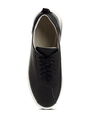 Magull Solid Lace Up Leather Sneakers