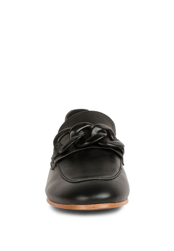 Merva Chunky Chain Leather Loafers