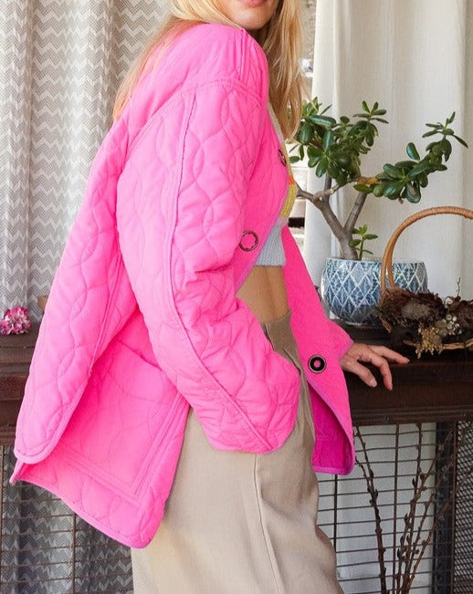 Magic Dragon Quilted Puffer Jacket with Pockets