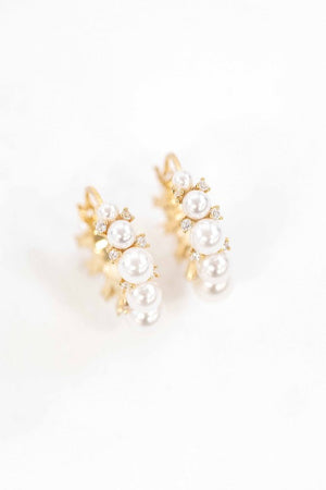 Pearl Crown Hoop Earrings