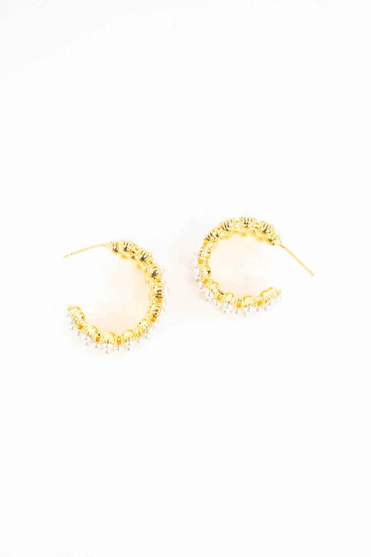 Pearl Lattice Hoop Earrings