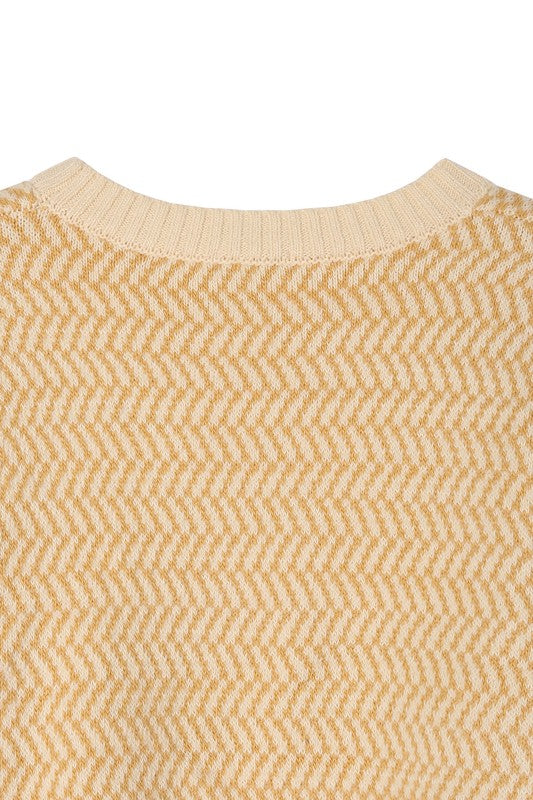 Over Easy Herringbone Crew Neck Sweater