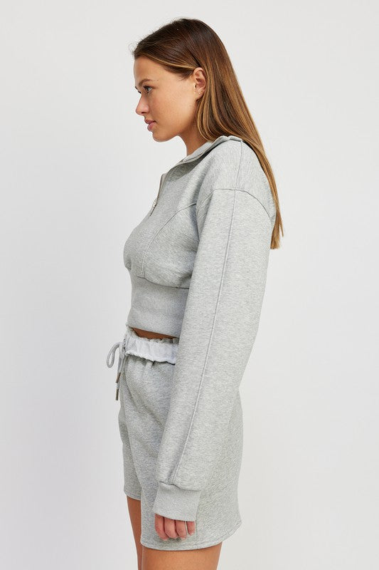 So What Mock Neck Cropped Sweater With Zipper