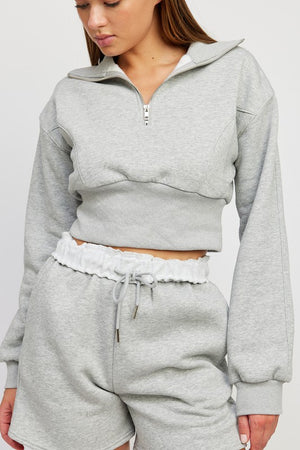 So What Mock Neck Cropped Sweater With Zipper