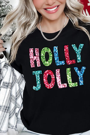 Holly Jolly Sequins Graphic Tee