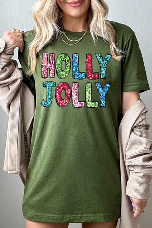 Holly Jolly Sequins Graphic Tee