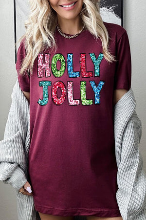 Holly Jolly Sequins Graphic Tee