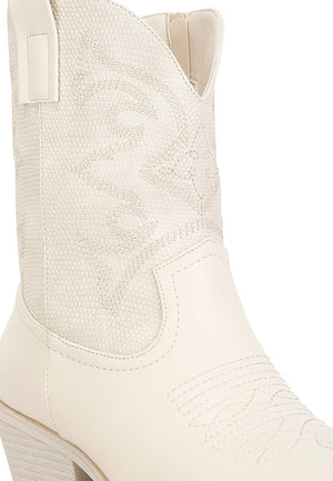 Hasting Patchwork Detail Low Heel Cowboy Boots