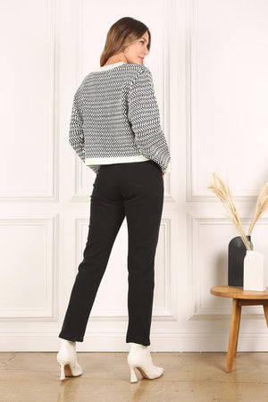 Over Easy Herringbone Crew Neck Sweater