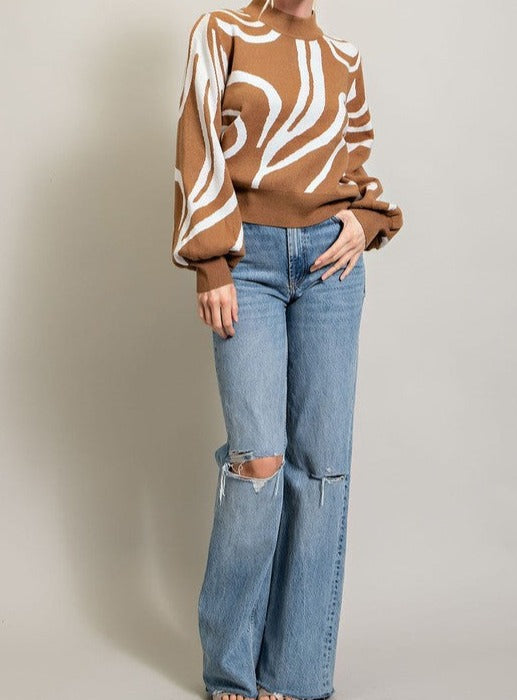 Girrrrlll Mock Neck Printed Sweater