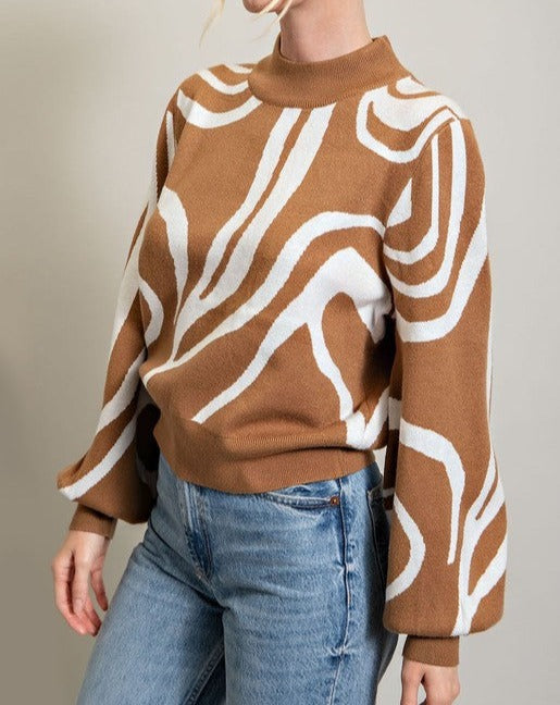 Girrrrlll Mock Neck Printed Sweater