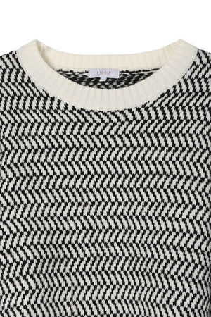 Over Easy Herringbone Crew Neck Sweater