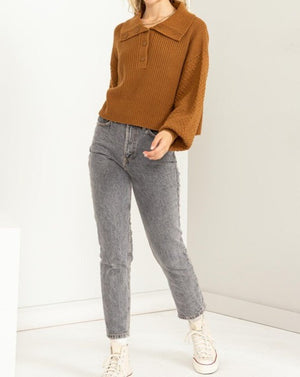 Instant Winner Wide Collar Button Front Sweater