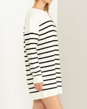 Not An Act Casually Chic Striped Sweater Dress