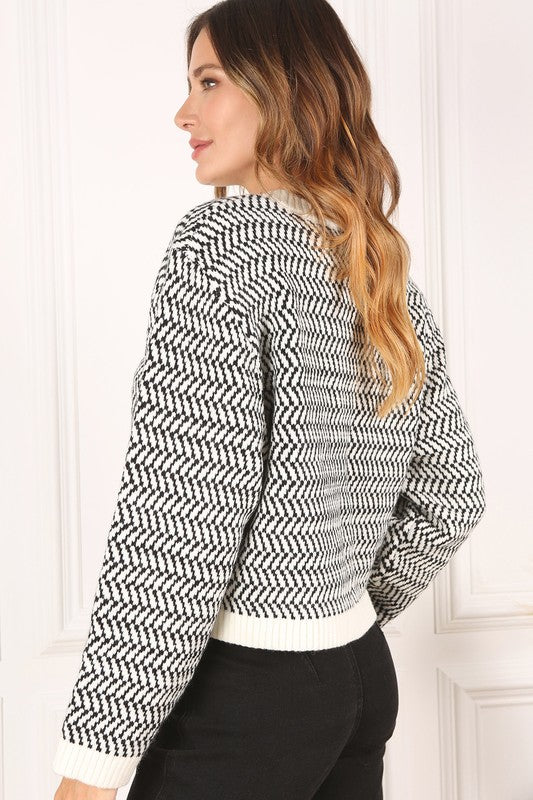 Over Easy Herringbone Crew Neck Sweater